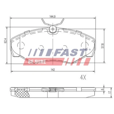 Kuva FAST FT29542 Jarrupalat Etuakseli Ilman kulumisenilmaisinta OPEL: Vivaro A Combi, Van, Flatbed Kuorma auto / Alusta