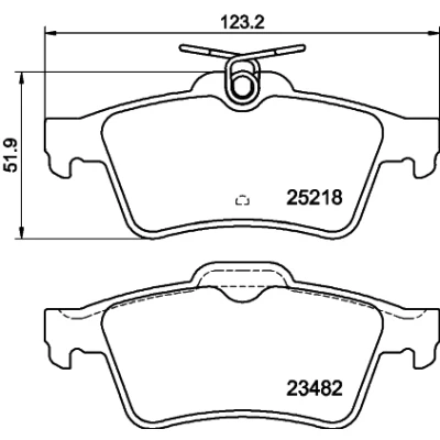 Kuva HELLA 8DB 355 015 741 Jarrupalat Ei kulumisenilmaisimelle PEUGEOT: 508 I SW, Sedan, SW Van / Farmari