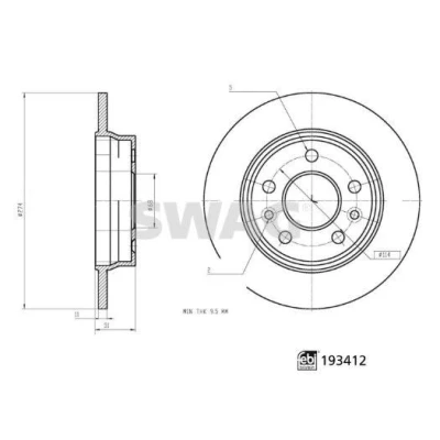 Kuva SWAG Jarrulevy Taka akseli 274mm 11mm 5 aukko 114mm täysi pinnoitettu 33 11 1227 440A09225R Jarrulevyt