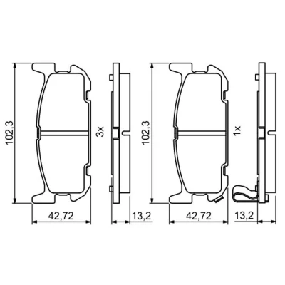 Kuva BOSCH 0 986 494 226 Jarrupalat Low Metallic kulumisanturilla Huudonvaimennuspellillä MAZDA: MX 5 2