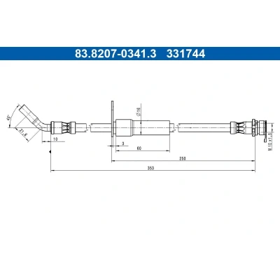 Kuva ATE 83.8207 0341.3 Jarruletku 353mm M10x1,5mm FORD: Puma SUV 1.5 EcoBlue, ST EcoBoost, 1.0 Flexifuel, EcoBoost mHEV,