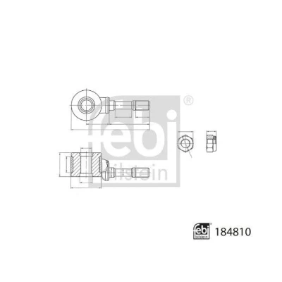 Kuva FEBI BILSTEIN 184810 Koiranluu Etuakseli, vasen, Ulompi, oikea 97,5 M12 x 1,5 laakerilla, aluslaatat, mutterilla Teräs VOLKSWAGEN: GOLF 2