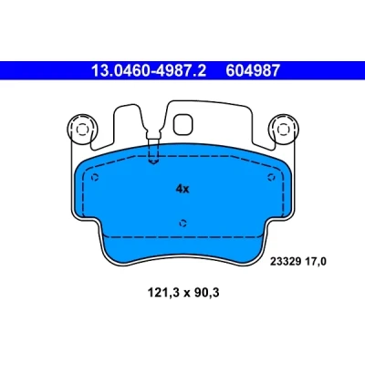Kuva ATE 13.0460 4987.2 Jarrupalat Kulumisenilmaisemelle, Ilman kulumisenilmaisinta PORSCHE: 911 Cabriolet, Coupe, Boxster