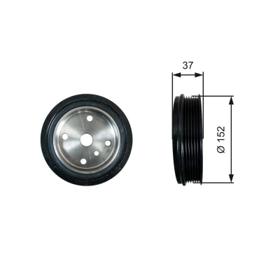Kuva GATES FleetRunner Micro V Kit TVD1137 Kampiakselin Hihnapyörä 152 Ilman tarvikkeita Vaimennuksella VOLVO: V70 2, S60 I, S80 I