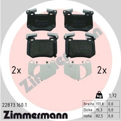 Kuva ZIMMERMANN 22873.160.1 Jarrupalat Sis. kulumisenilmaisimen Valokuva vastaa toimituslaajuutta, Tasauspainoilla KIA: Stinger Hatchback