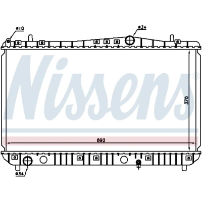 Kuva NISSENS 61664 Jäähdytin Alumiini 370 692 16 Jäähdytysrivat juotetut