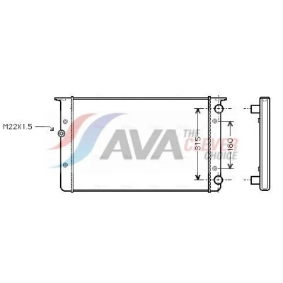 Kuva AVA COOLING SYSTEMS VNA2105 Jäähdytin Alumiini 628mm 378mm 34mm Jäähdytysrivat mekaan. kiinnitetyt VOLKSWAGEN: GOLF 3