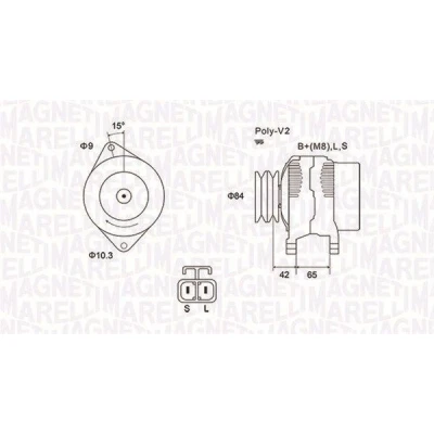 Kuva MAGNETI MARELLI 063731530010 Laturi 12V 80A FORD: Ranger Mk2, MAZDA: B sarja Pick up