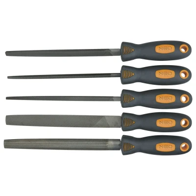 Kuva NEO TOOLS 37 610 Viilasarja 200 5 Litteä viila, Kolmikulmaviila, Neliskulmaviilat, Puolipyöreä pyöreä viila