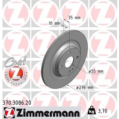 Kuva ZIMMERMANN COAT Z 370.3086.20 Jarrulevyt 276 10 5/4 4 100 täysi pinnoitettu MAZDA: MX 5 2