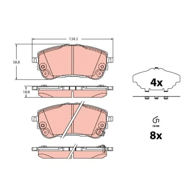 Kuva TRW GDB2345 Jarrupalat akustisella kulumavaroittimella Tarvikkeilla TOYOTA: Corolla XII Sedan