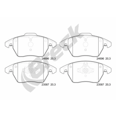Kuva BRECK 24696 00 701 Jarrupalat Ei kulumisenilmaisimelle VOLKSWAGEN: Polo V Hatchback, AUDI: A1 Sportback, SEAT: Ibiza 4, 4 ST