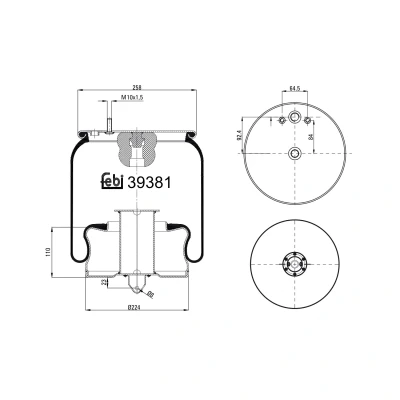 Kuva FEBI BILSTEIN 39381 Metallipalje, ilmajousitus Etuakseli, vasen, Taka akseli, oikea, oikea