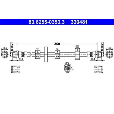 Kuva ATE 83.6255 0353.3 Jarruletku 350 VOLKSWAGEN: TRANSPORTER 4, 4 Bus
