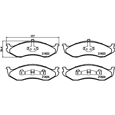 Kuva HELLA 8DB 355 008 231 Jarrupalat Ei kulumisenilmaisimelle JEEP: Grand Cherokee I, II, Wrangler I SUV