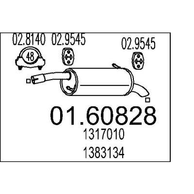 Kuva MTS 01.60828 Takaäänenvaimennin 830 FORD: FIESTA 5