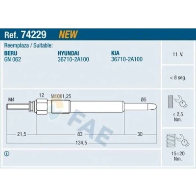 Kuva FAE 74229 Hehkutulppa 11V M 10x1,25