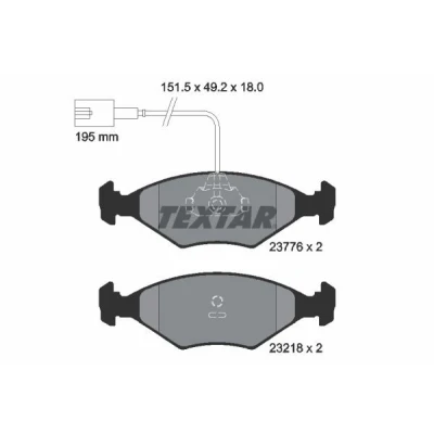 Kuva TEXTAR 2377601 Jarrupalat kulumisvaroitinkoskettimella FIAT: Siena
