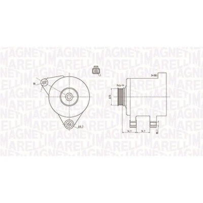Kuva MAGNETI MARELLI 063731789010 Laturi 12V 90A KIA: Sportage II, Cerato Sedan, RIO 2, HYUNDAI: Tucson, Getz, Coupe II