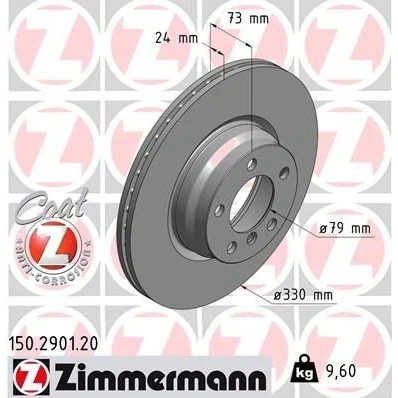 Kuva ZIMMERMANN COAT Z 150.2901.20 Jarrulevyt 330 24 6/5 5 120 tuuletettu sisältä pinnoitettu hiiliteräs BMW: 4 Gran Coupe, 3 Touring, Sedan