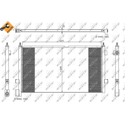Kuva NRF EASY FIT 35591 Ilmastoinnin Lauhdutin Tiivisterenkaalla 14,5 Alumiini 625