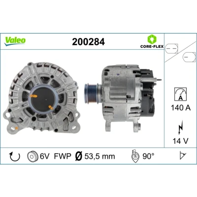 Kuva VALEO 200284 Laturi 14V 140A VOLKSWAGEN: Passat B8 Variant, Golf 7 7, SKODA: Superb III Farmari, Octavia 3 Combi, Hatchback