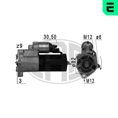 Kuva ERA 220721A Starttimoottori 12 2 9 AUDI: A6 C6 Avant, A4 B7 Sedan, Sedan