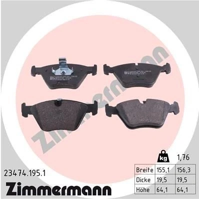 Kuva ZIMMERMANN 23474.195.1 Jarrupalat Kulumisenilmaisemelle Valokuva vastaa toimituslaajuutta BMW: 3 Coupe, Sedan, 5 Sedan