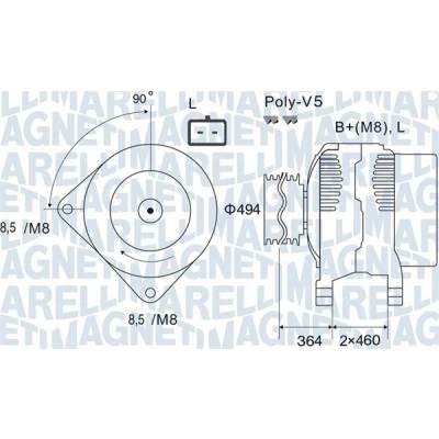 Kuva MAGNETI MARELLI 063731645010 Laturi 12V 125A RENAULT: LAGUNA 2 Grandtour, MASTER Pritsche/Fahrgestell, CLIO 2, OPEL: Vivaro A Van