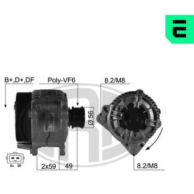 Kuva ERA 210170A Laturi 14V 120A VOLKSWAGEN: Golf 4, 4 Variant, Bora Sedan, AUDI: A3 Hatchback, SKODA: Octavia I Hatchback