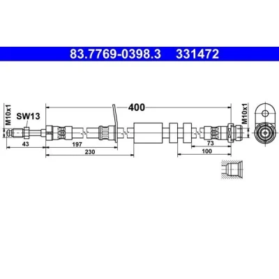 Kuva ATE 83.7769 0398.3 Jarruletku 400 M10x1 FORD: Grand C Max