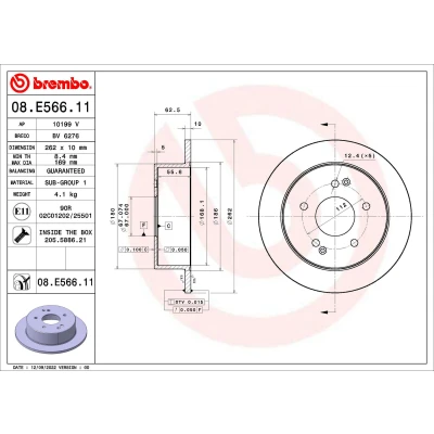 Kuva BREMBO 08.E566.11 Jarrulevyt 262 10 5 täysi pinnoitettu SSANGYONG: Korando III SUV