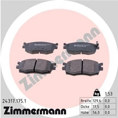 Kuva ZIMMERMANN 24317.175.1 Jarrupalat akustisella kulumavaroittimella Valokuva vastaa toimituslaajuutta HYUNDAI: i20 I Hatchback, ACCENT 3 Stufenheck