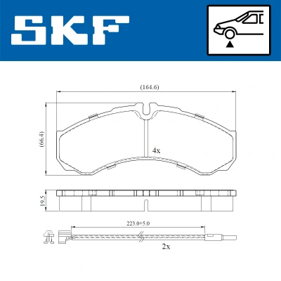 Kuva SKF VKBP 80422 E Jarrupalat Sis. kulumisenilmaisimen