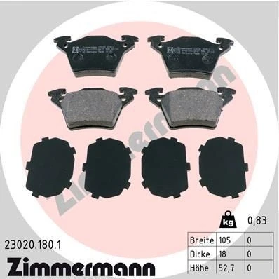 Kuva ZIMMERMANN 23020.180.1 Jarrupalat Kulumisenilmaisemelle Valokuva vastaa toimituslaajuutta MERCEDES BENZ: Vito Bussi, Van, V sarja