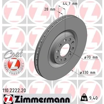 Kuva ZIMMERMANN COAT Z 110.2222.20 Jarrulevyt 330 28 10/5 5 110 tuuletettu sisältä pinnoitettu ALFA ROMEO: Giulia Sedan, Stelvio