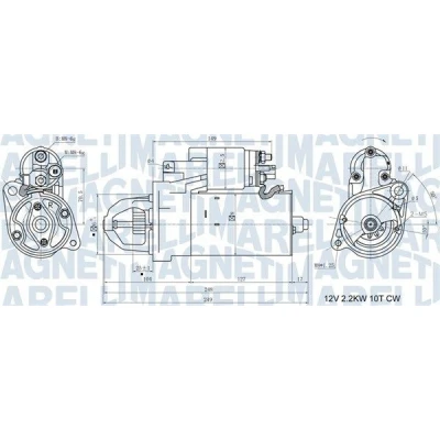 Kuva MAGNETI MARELLI 063721411010 Starttimoottori 12 2,2 10 AUDI: A6 C6 Avant, A4 B7 Sedan, Sedan