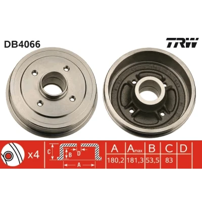 Kuva TRW DB4066 Jarrurumpu 191 RENAULT: Super 5 Hatchback
