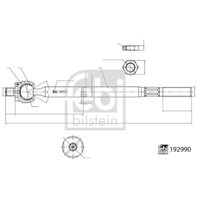 Kuva FEBI BILSTEIN 192990 Raidetangon Sisäpää Etuakseli 323mm vastamutterin kanssa TOYOTA: Avensis II Sedan