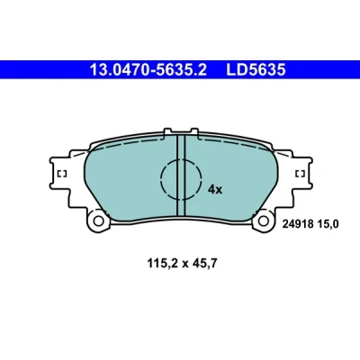 Kuva ATE Ceramic 13.0470 5635.2 Jarrupalat ilman kulumisvaroitinkosketinta TOYOTA: Prius Plus, LEXUS: RX III