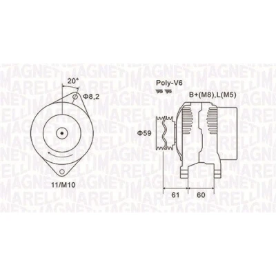 Kuva MAGNETI MARELLI 063731643010 Laturi 14V 120A FIAT: Ducato II Flatbed Kuorma auto/Alusta, Van, Bussi, PEUGEOT: Boxer Bussi