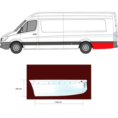 Kuva Kylkipaneli, Taakse, vasen MERCEDES BENZ, VW OE 2E1 810 393C, 9066376409, A 906 637 64 09