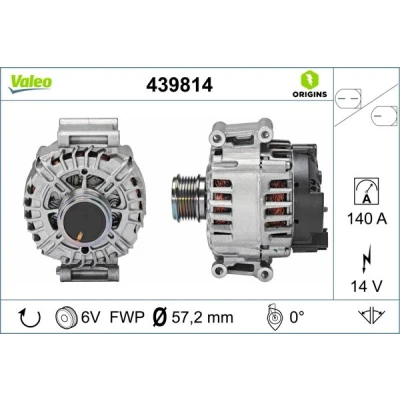 Kuva VALEO 439814 Laturi 14V 140A AUDI: Q7, A3 Sportback, VOLKSWAGEN: Passat B8 Variant, Golf 7 Sharan II, SKODA: Superb III Farmari