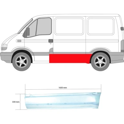 Kuva Kylkipaneli, Eteen, vasen NISSAN INTERSTAR Buss, Skåp, OPEL MOVANO A RENAULT MASTER Buss II, Skåp VAUXHALL