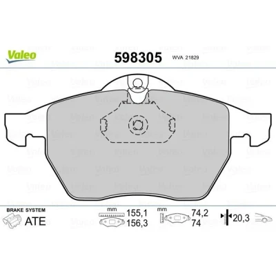 Kuva VALEO 598305 Jarrupalat Etuakseli ilman kulumisenilmaisinta huudonvaimennuspeltiä SAAB: 9 5 Farmari, 3 Hatchback, Sedan, OPEL: Astra G CC