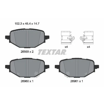 Kuva TEXTAR 2695901 Jarrupalat akustisella kulumavaroittimella