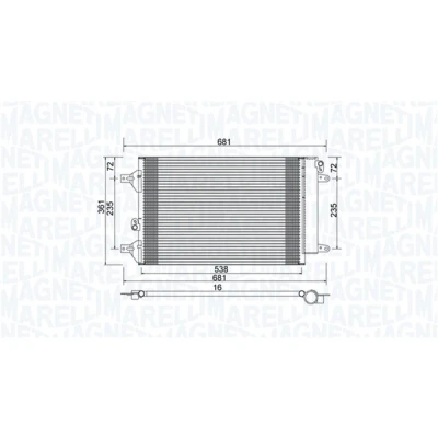 Kuva MAGNETI MARELLI 350203910000 Ilmastoinnin Lauhdutin Vedenerottimella 538x358x16 358 538 16 FORD: Galaxy Mk1 MPV