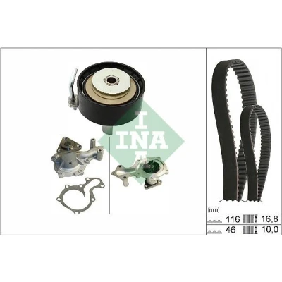Kuva INA 530 0841 30 Vesipumppu + Jakohihnasarja Vesipumpulla 16,8mm FORD: FIESTA 6, FOCUS 3 Turnier, Grand C Max