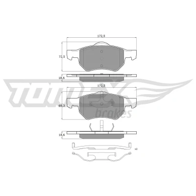 Kuva TOMEX brakes TX 15 30 Jarrupalat Etuakseli Tarvikkeilla CHRYSLER: Voyager 4, / Grand 3
