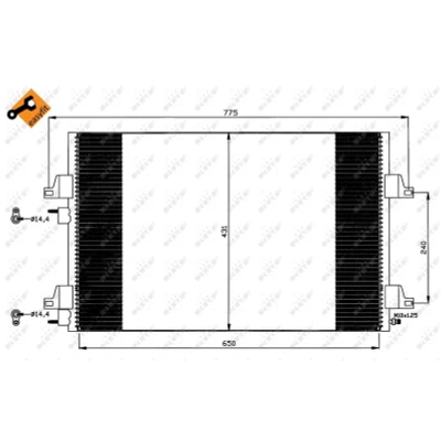 Kuva NRF EASY FIT 35557 Ilmastoinnin Lauhdutin Tiivisterenkaalla 14,4 Alumiini 650